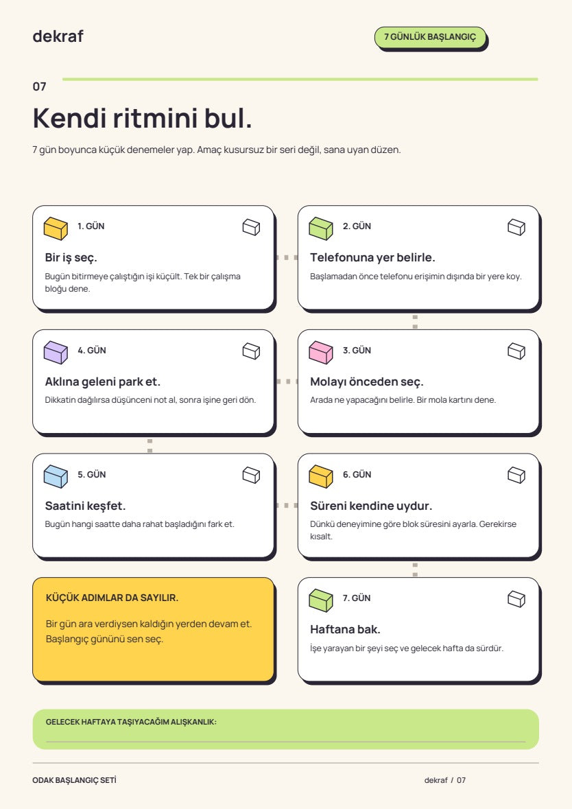 7 günlük başlangıç planı