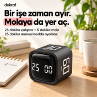Manuel ayarlanan 25 dakika çalışma ve 5 dakika mola düzeni
